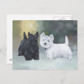 Westie Scottie Wintertime Briefkaart (Voorkant / Achterkant)