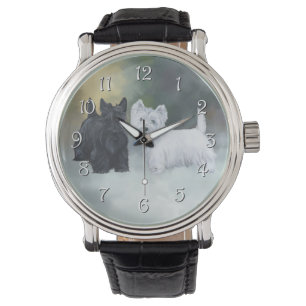 Westie Scottie Wintertime Horloge