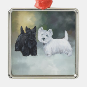 Westie Scottie Wintertime Metalen Ornament