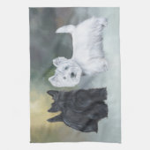 Westie Scottie Wintertime Theedoek (Verticaal)