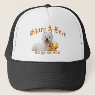 Westie Shares A Beer Trucker Pet