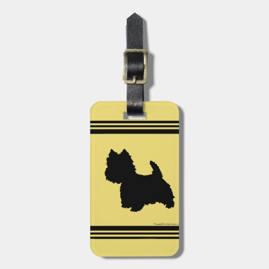 Westie Silhouet op Geel Bagagelabel (Voorkant verticaal)