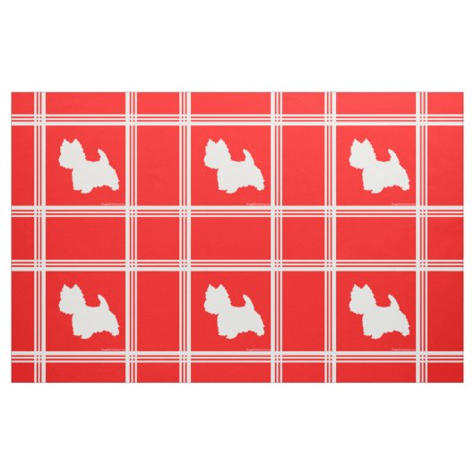 Westie Silhouet op Rood Stof (Fat Quarter)