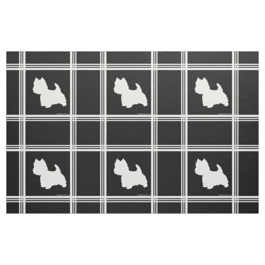 Westie Silhouet op Zwart Stof (Fat Quarter)