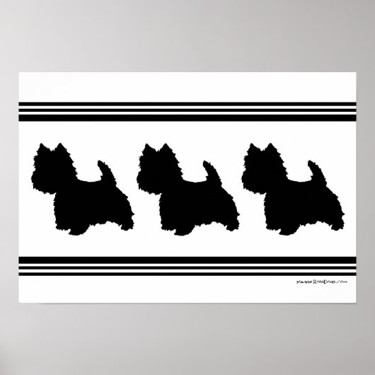 Westie Silhouet Poster (Voorkant)