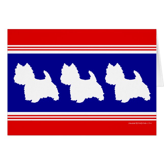 Westie Silhouet Rood & Blauw (Voorkant Horizontaal)