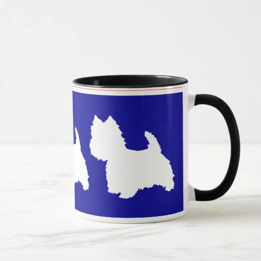 Westie Silhouet Rood & Blauw Mok (Rechts)