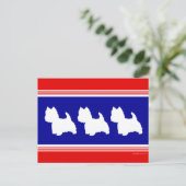 Westie Silhouet Rood, Wit, Blauw Briefkaart (Staand voorkant)
