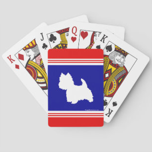Westie Silhouet Rood, Wit, Blauw Speelkaarten