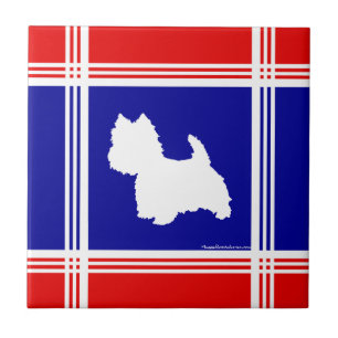 Westie Silhouet Rood, Wit, Blauw Tegeltje