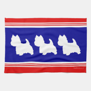 Westie Silhouet Rood Wit Blauw Theedoek