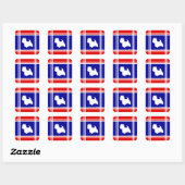 Westie Silhouet Rood, Wit, Blauw Vierkante Sticker (Vel)