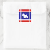 Westie Silhouet Rood, Wit, Blauw Vierkante Sticker (Tas)
