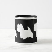 Westie Silhouet Wit op Zwart Mok (Midden)