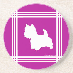 Westie Silhouet Zandsteen Onderzetter