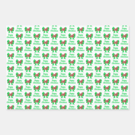 Westie Silhouette Cute Kersthond & Bow 3 Kleur Inpakpapier Vel (Voorkant 2)