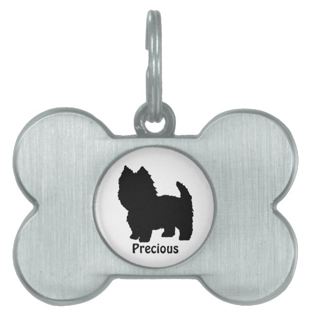 Westie Silhouette Dog Label Huisdieren Naamplaatje (voorkant)