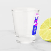 Westie Silhouette Dog & Paw Pink Blue Square Shot Glas (Links)