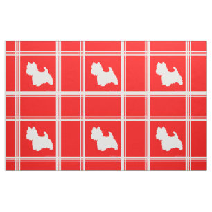 Westie Silhouette op Red Stof