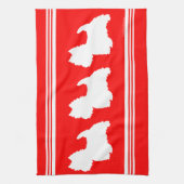 Westie Silhouette op Red Theedoek (Verticaal)