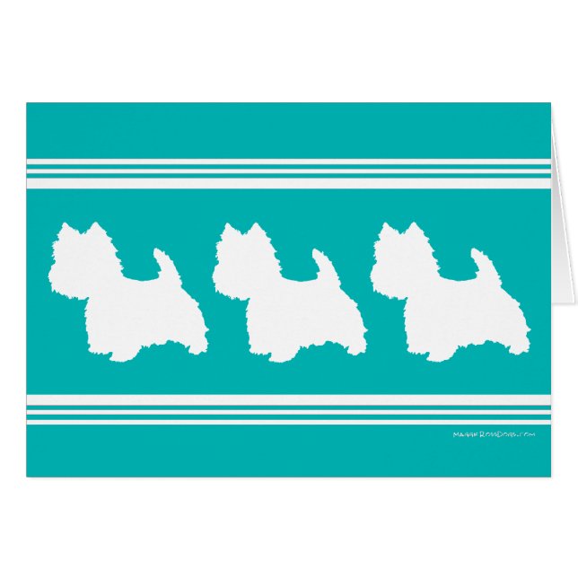 Westie Silhouette op Turquoise (Voorkant Horizontaal)