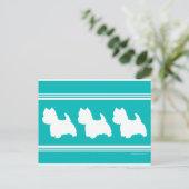 Westie Silhouette op Turquoise Briefkaart (Staand voorkant)