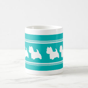 Westie Silhouette op Turquoise Koffiemok