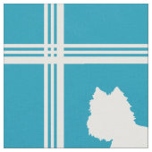 Westie Silhouette op Turquoise Stof (Close Up)