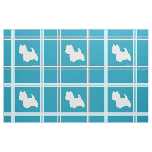 Westie Silhouette op Turquoise Stof (Fat Quarter)