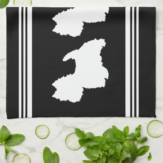 Westie Silhouette op zwart Theedoek (Gevouwen)