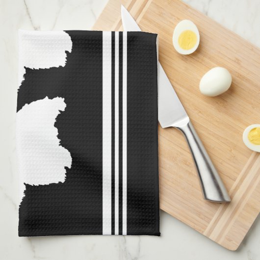 Westie Silhouette op zwart Theedoek (Quarter Fold)