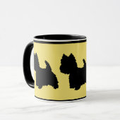 Westie Silhouette over Geel Mok (Voorkant links)