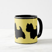 Westie Silhouette over Geel Mok (Voorkant rechts)