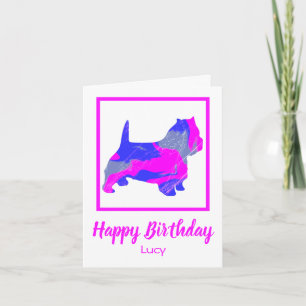 Westie Silhouette Pink Dog Funny Birthday Kaart