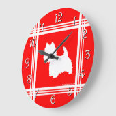 Westie Silhouette Red Grote Klok (Hoek)