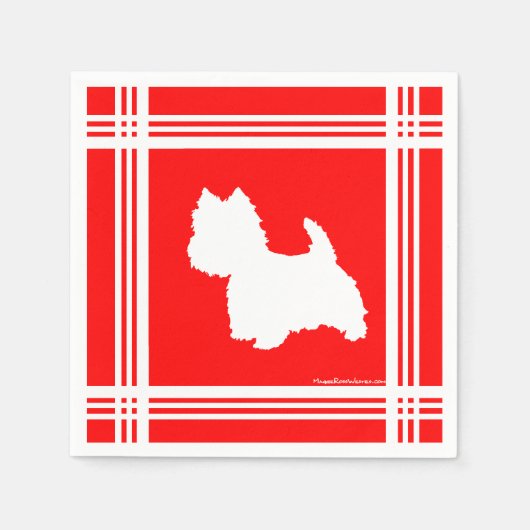 Westie Silhouette Rood Servet (Voorkant)
