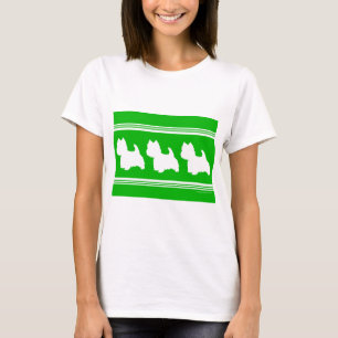 Westie Silhouetten Wit op Groen T-shirt