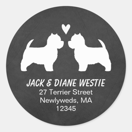Westie Silhouettes Return Address Ronde Sticker (Voorkant)