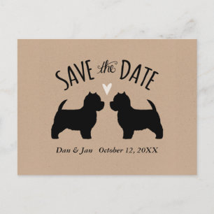 Westie Silhouettes Wedding Save the Date Aankondigingskaart
