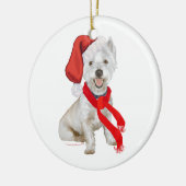 Westie Sinterklaas Helper Keramisch Ornament (Links)
