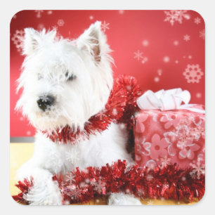 Westie Snowflake vakantieontwerp Vierkante Sticker
