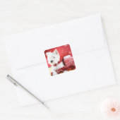 Westie Snowflake vakantieontwerp Vierkante Sticker (Envelop)
