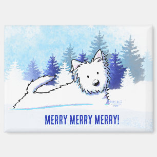 Westie Snowplow Winterhond Magneet