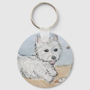WESTIE SPELEN OP BELK SLEUTELHANGER