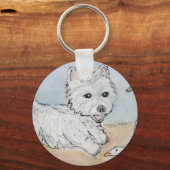 WESTIE SPELEN OP BELK SLEUTELHANGER (Voorkant)