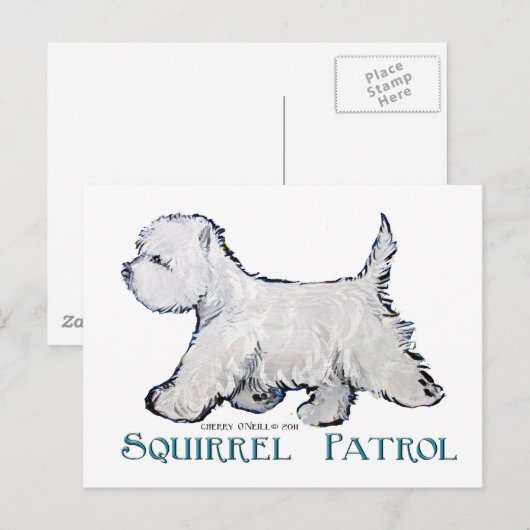 Westie Squirrel Patrol Briefkaart (Voorkant / Achterkant)