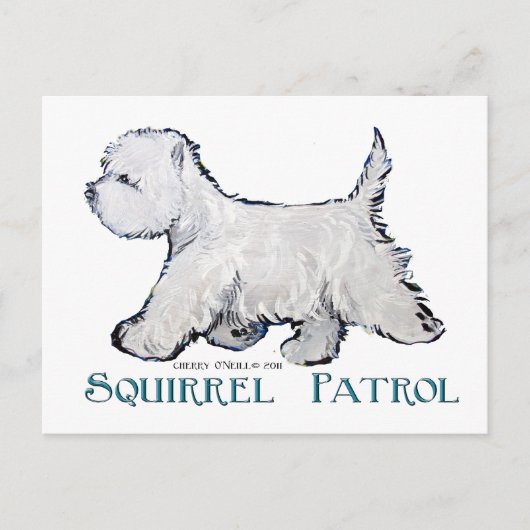 Westie Squirrel Patrol Briefkaart (Voorkant)