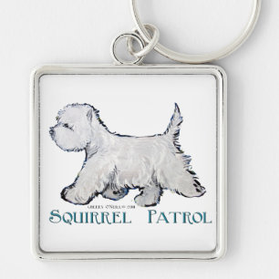 Westie Squirrel Patrol Sleutelhanger