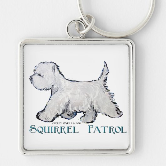 Westie Squirrel Patrol Sleutelhanger (Voorkant)