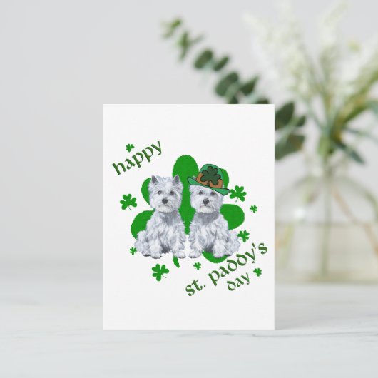 Westie St Patricks Day Briefkaart (Staand voorkant)